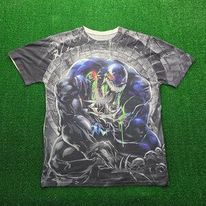 Marvel‎ Venom Tshirt Mens Large Black Villain Spiderman All Over Print AOP